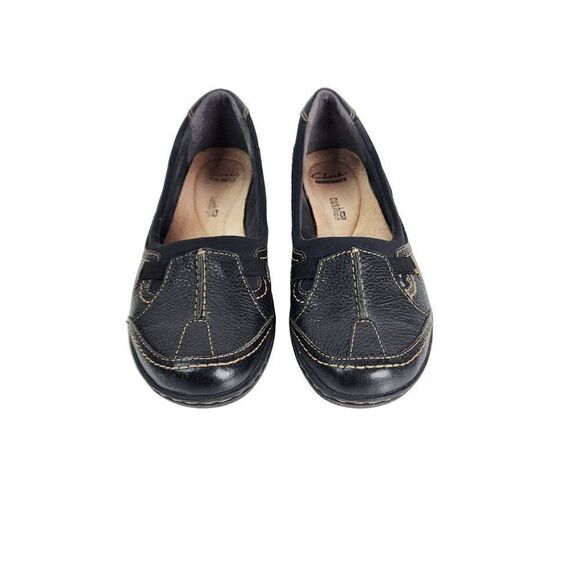 Clark's Black Soft Cushion Leather Slip On Size 7.5 Women's Shoes - Picture 8 of 8